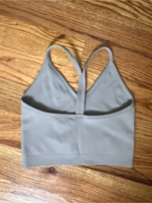 SET Active Seamless V-Neck Crop Bralette - Taupe - Image 5