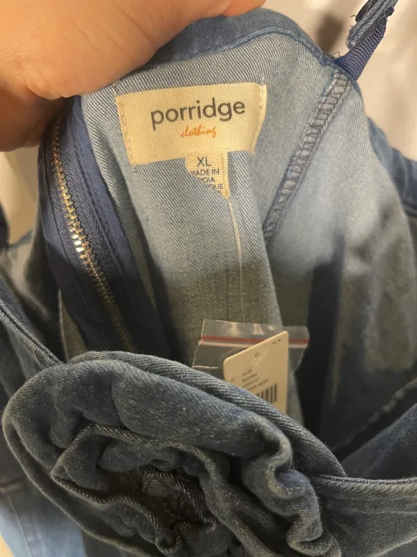 Anthropologie Porridge Womens Denim Mini Dress Rosette Xl New With Tags - Image 4