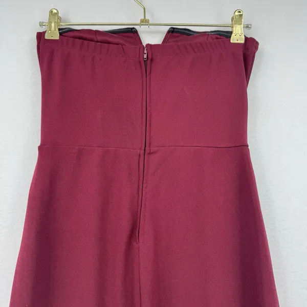 Trixxi Strapless Burgundy Ruched Leg Jumpsuit M Formal Cocktail Evening Romper - Image 4