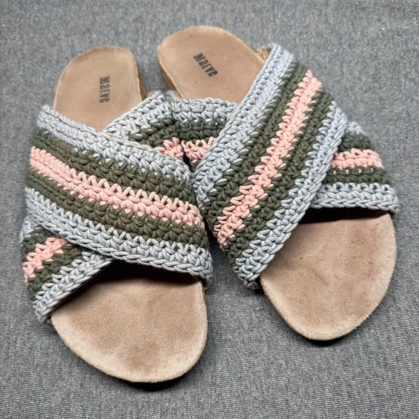 Boho Crochet Slides‎ Sandals Multi Color Maeve Anthropologie 41 - Image 2