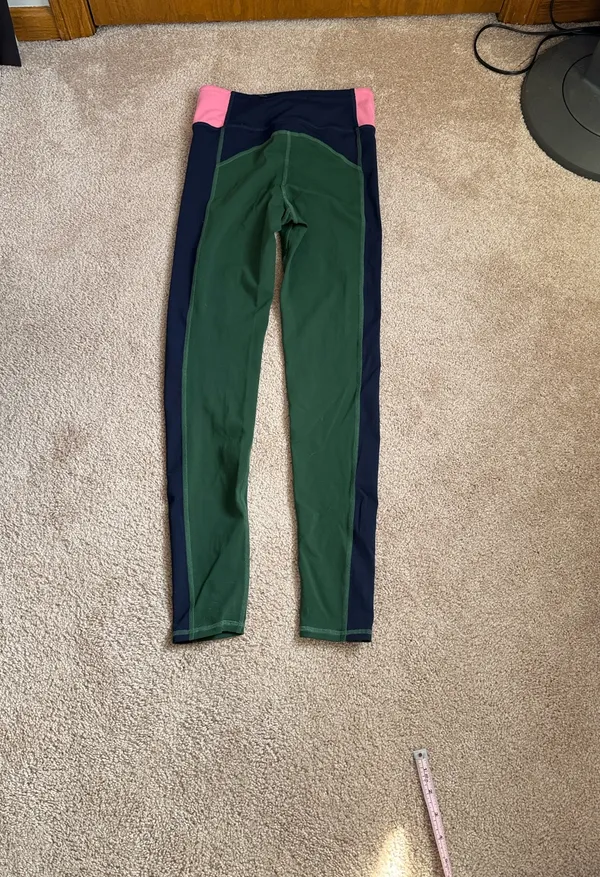 Boden Jessica Active Dark Green Color Block High Waist Leggings. Size 6 - Image 7