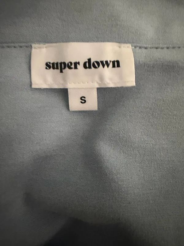 Superdown x Revolve V Neck Off Shoulder Sweetheart Slit Blue Mini Dress Size Small. - Image 5