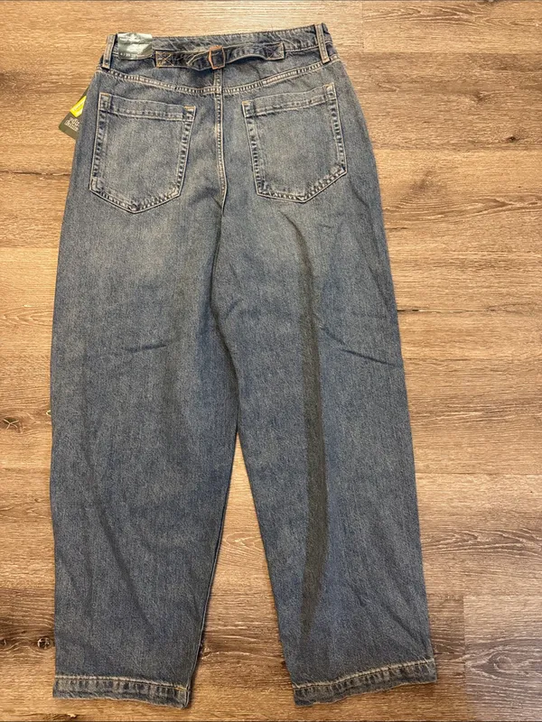 Wild Fable Mid-rise baggy skater Wide Mom Jeans Light Blue Denim size 4 - Image 3