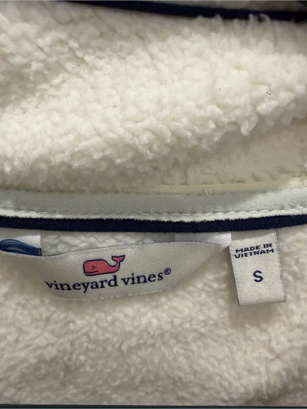Vineyard Vines White Sherpa Half-Zip Pullover - Image 6