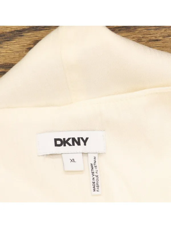 DKNY Womens Weathered Twill Zip-Up Vest P5ETTB77 Coconut Off White XL - Image 3