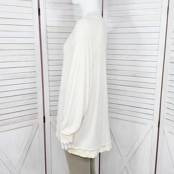 Free People Take It Off‎ Sweatshirt Inside Out Raglan Slouchy Ivory XS - Image 3