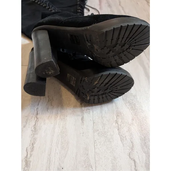 Aldo ADEASIEN thigh-high lace-up boots in black suede 8.5 - Image 4