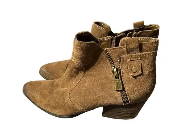Crown Vintage Ankle Boots Womens Size 8.5 Brown Suede Leather Booties - Image 2