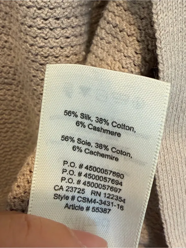 Wilfred Silk & Cashmere Open-Front Knit Cardigan Sweater S - Taupe - Image 3