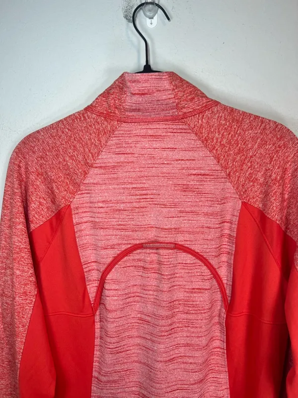 Athleta Running Wild 1/2 Zip Pullover Shirt Red Performance Pocket Reflective Lg - Image 9