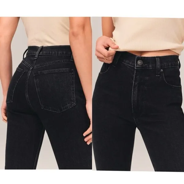 Abercrombie Jeans Size 24 Black Denim Split Hem‎ High Rise Skinny Pants Capsule - Image 2