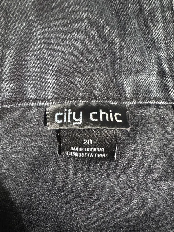 City Chic Wash Black Denim Short Overalls Romper Womens Plus Size 20 - Image 5