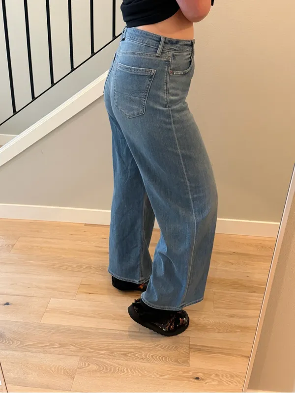 American Eagle Outfitters super high rise baggy wide leg blue jeans - Image 2