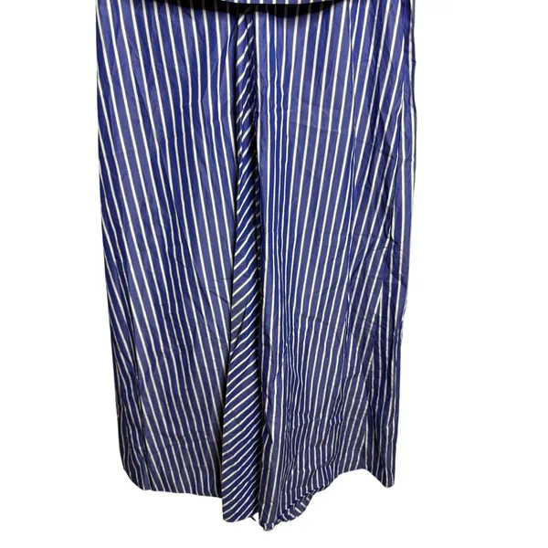 Rebecca Taylor Marseille Stripe Dress 10 Blue White Tie Front Cotton Midi - Image 4