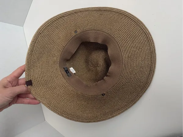 REI Hat Straw Wide Brim Braided Tan Taupe Brown Sun Packable Travel Beach Unisex - Image 7