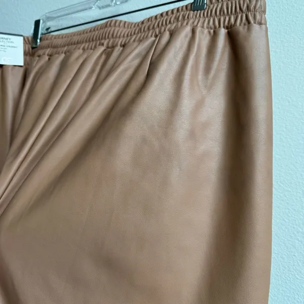 NWT Calia Journey Pants Size XL Tan Vegan Leather High Rise Straight Leg Pull On - Image 5