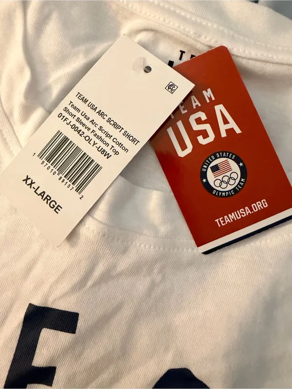 Team USA Shirt White Olympic Games Let The Games Begin Cotton Tee NWT - Image 5