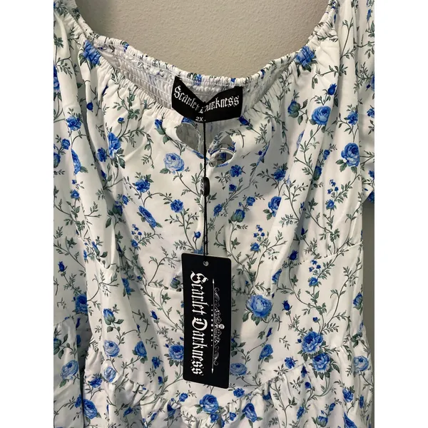 New Scarlet Darkness Victorian Floral Off Shoulder Dress 2XL - Image 4
