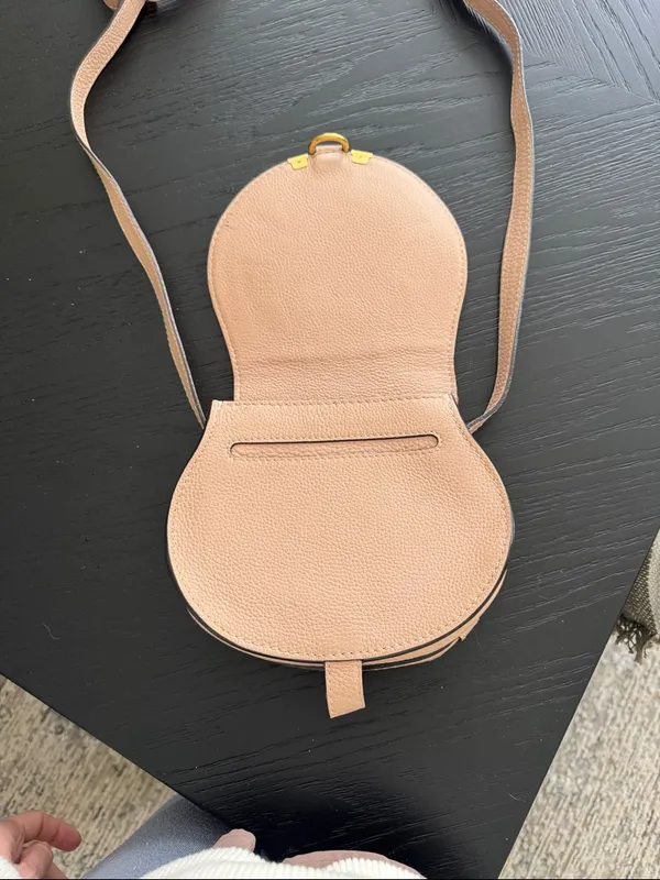 Small Chloe Marcie Saddle Crossbody Bag in Blush Pink - Image 2