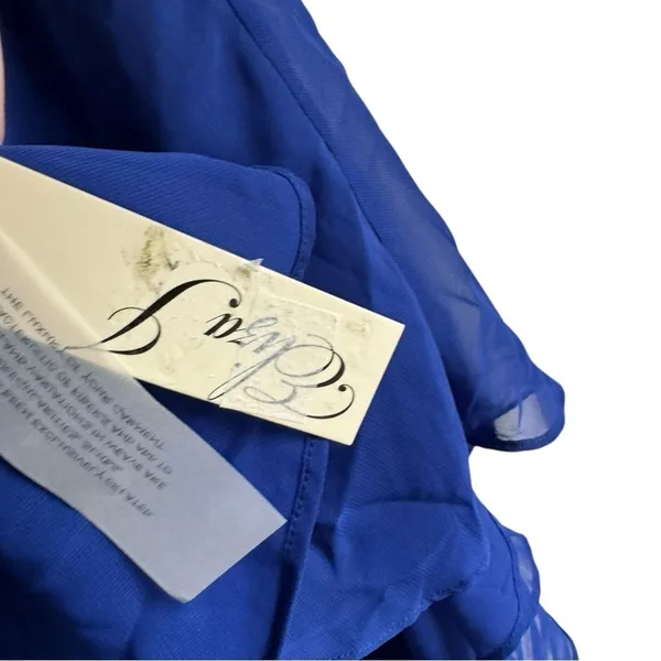 Eliza J‎ Chiffon Cape Draped Sleeveless Blue 4 Sheath Evening Dress - Image 7