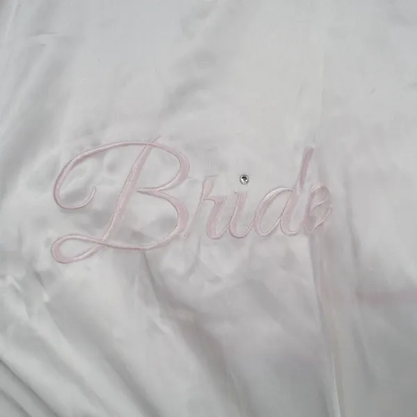 Linea Donatella Bride Satin Wrap Robe Set Women M Beige Pink Tie Waist Sleepwear - Image 7