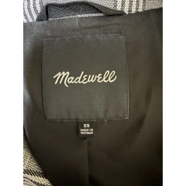 Madewell‎ Caldwell Double-Breasted Oversized Blazer Black/White Plaid Women's XS - Image 10