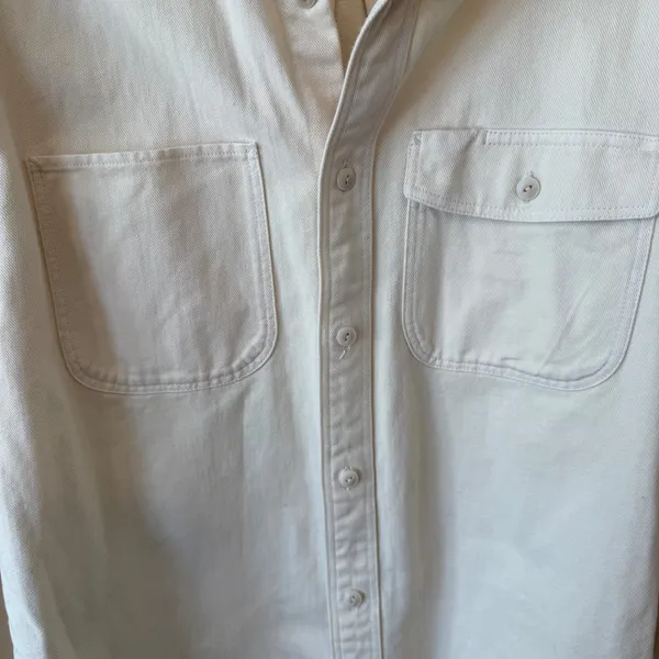 Madewell Women Cotton Button Up Shirt XL Ivory Easy Fit Twill Shacket Utility - Image 5