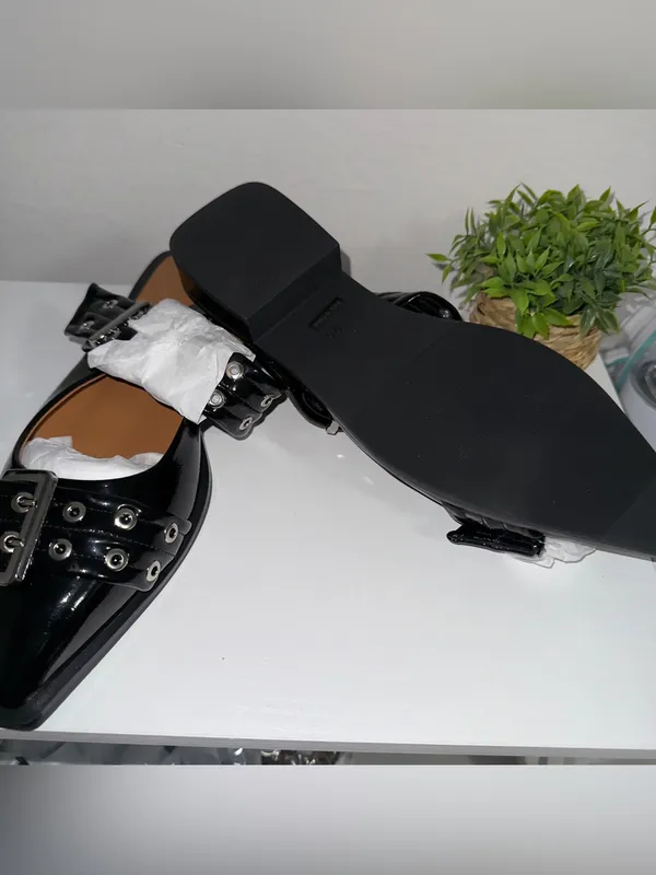 Black Patent Grommet Strap Women’s Sandals - Image 5