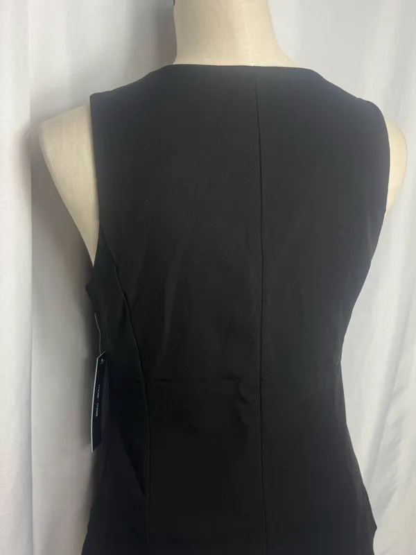 Black Button Front V-neck Sleeveless casual business Tailored Vest Top M NWT - Image 5