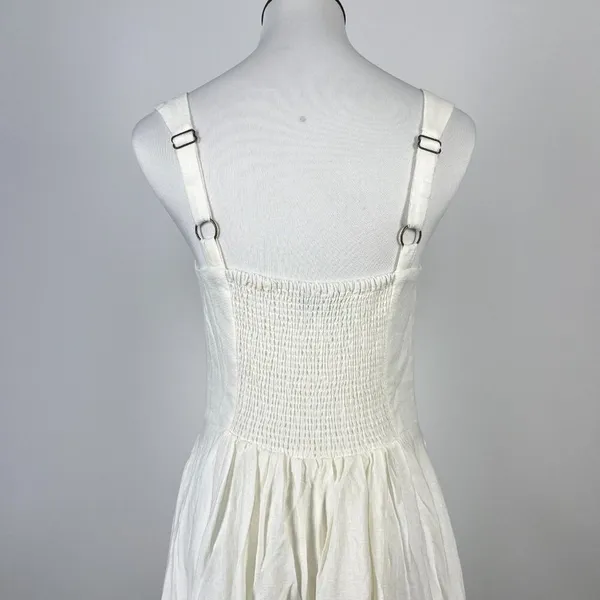 NWOT Farm Rio Stretch Linen Blend Cami Maxi Dress Size M Classic Off White - Image 13
