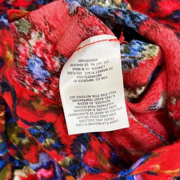 Maeve Anthropologie Dress XS Red Tunic Abstract Print V Neck Mini - Image 4