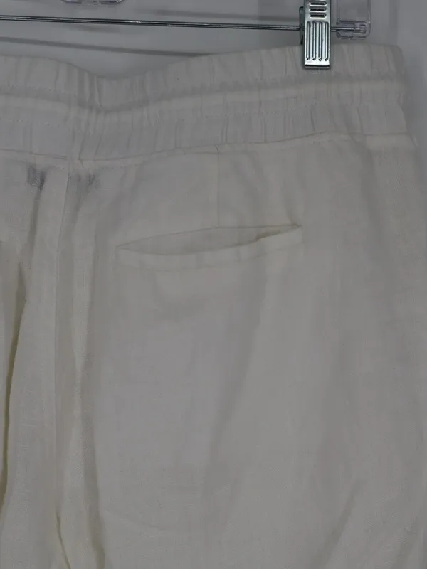 Athleta Womans Cabo Linen Wide Leg Pant White Size 12 Cropped Coastal Minimalist - Image 12
