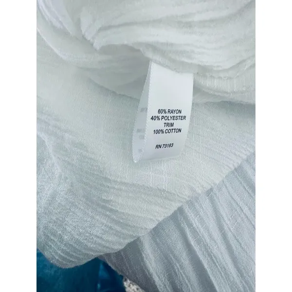 Spense White Gauzy‎ Tunic Top Size M Flowy Asymmetric Beachy Boho CoverUp Resort - Image 8