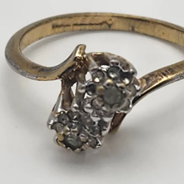 Vintage Joseph Esposito 14K HGE & Clear Rhinestone Cocktail Ring (6.75) - Image 10