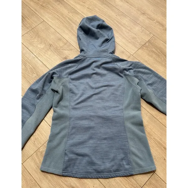 The North Face Womens‎ Blue Gray Full Zip Ribbed Fleece Hoodie Jacket Size M - Image 4