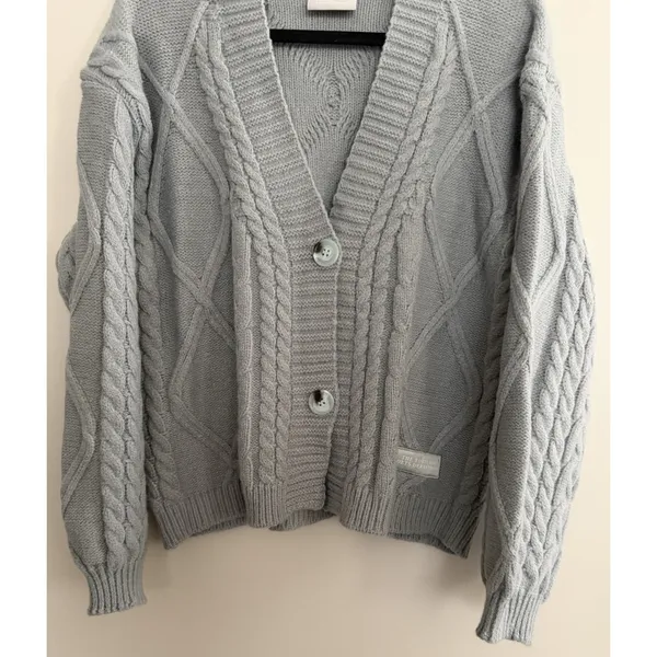 Taylor Swift The Tortured Poets Department Gray Button Down Cardigan Size M/L - Image 5