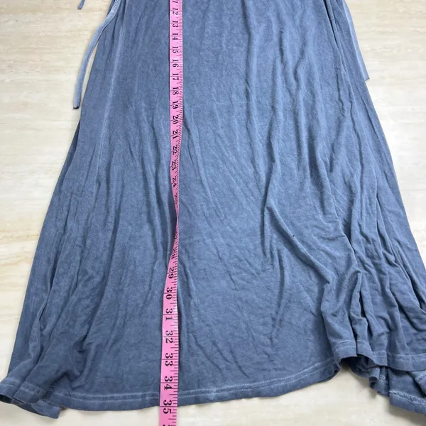 POL Womens Blue Mineral Wash Cowl Neck Fringe Open Back Sleeveless Mini Dress L - Image 10