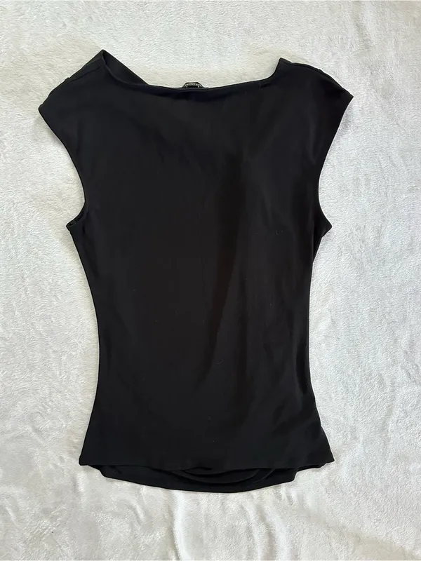Ann Taylor Twist Knot Sleeveless Top in Black Size Large Ruched Sides - Image 10