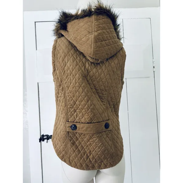 Goode Rider Equestrian Vest Womens Medium Removable Faux Fur Hood‎ Full Zip - Image 3