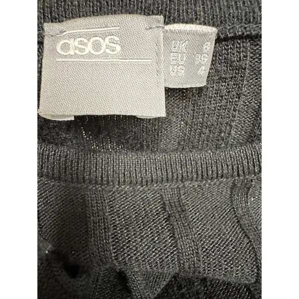 ASOS Design Black Ribbed‎ Knit Maxi Dress | Long Sleeve | US 4 - Image 5