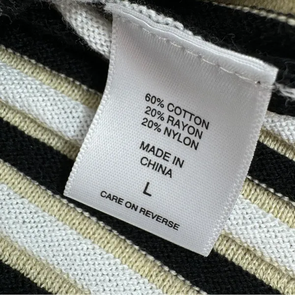 New York & Co Striped Ribbed Knit Sleeveless Sweater Tank Top Tan‎ Black Large - Image 10