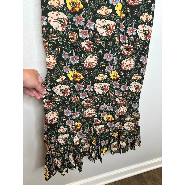 RHODE Black White Yellow Floral Lulani Crew Neck Short Sleeve Cocktail Dress 2 - Image 5
