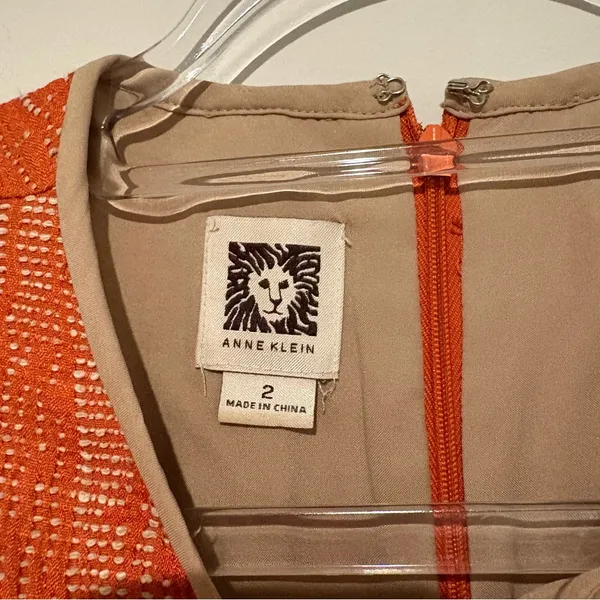 Anne Klein vintage tweed shift dress‎ orange size 2 - Image 4
