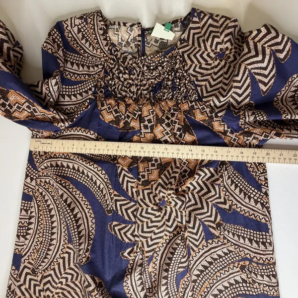Farm‎ Rio Smocked Geometric Print Beaded Cotton Mini Dress Small Boho Abstract - Image 14