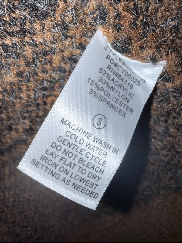 Cyrus Mustard and Charcoal Plaid Open-Front Cardigan - Image 6