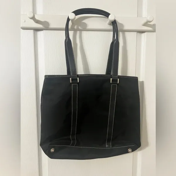 FINAL PRIce MAXX Black Nylon & Leather Tote / Shoulder Handbag - Image 8