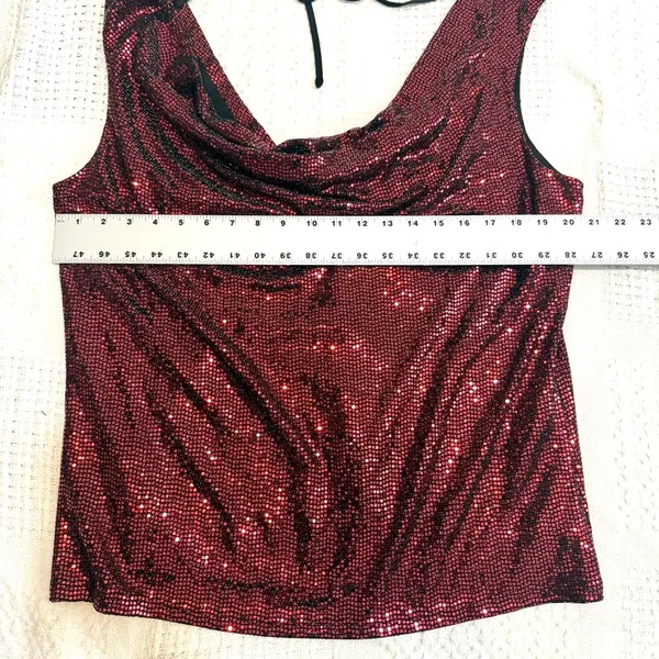 New York & Co large cowl neck low back sequin top TB2 3652 - Image 3