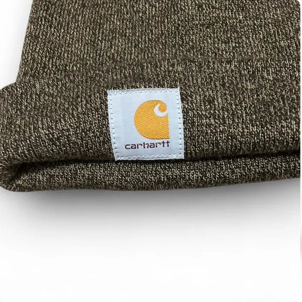 Carhartt Marled Brown Acrylic Watch Hat Beanie Cuffed Logo Unisex - Image 2