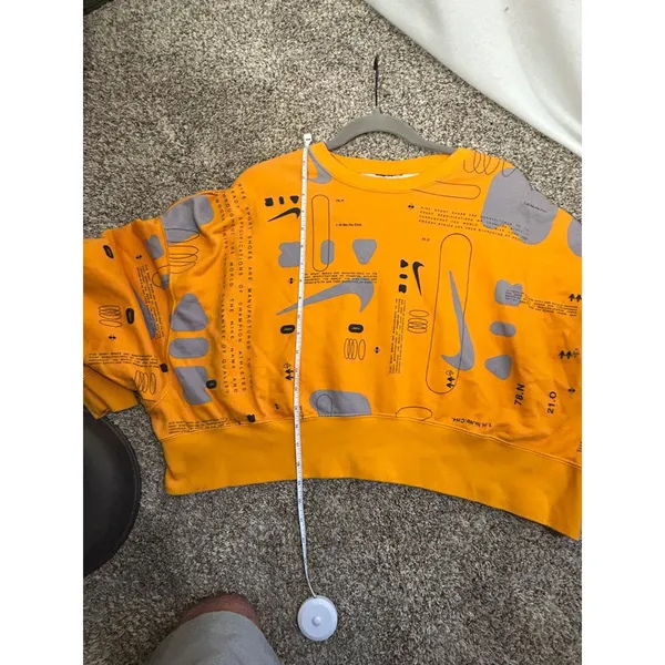 Nike Sportswear Cropped Sweatshirt Orange All Over Print Graphic Pullover Womens - Image 6