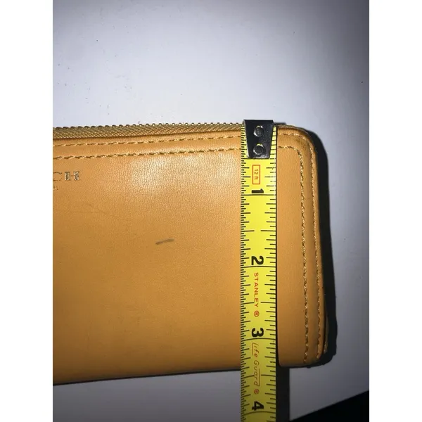 Coach Mustard Tan Leather Slim‎ Zip Wallet 48178 - 8 Credit Card Slots E - Image 9
